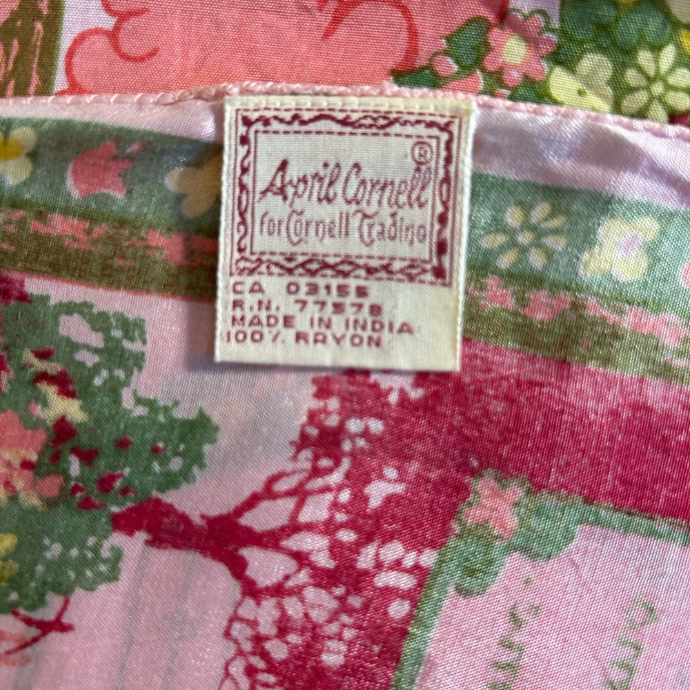 APRIL CORNELL FOR CORNELL TRADING 100% RAYON WITH HOUSE HOME MOTHER SCARF OBLONG - Picture 6 of 9